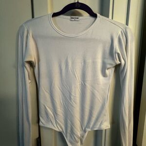 White Long Sleeve Ribbed Top